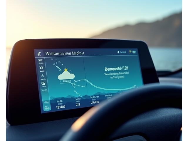 Illustration of a reliable weather forecast displaying sun and calm seas, with a small cloud icon for flexible options