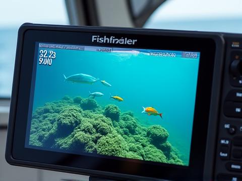 High-definition fish finder screen showing fish targets and bottom structure